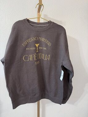 Golden Hour- Expresso Martini -L/XL Brown Graphic Sweatshirt- NEW
